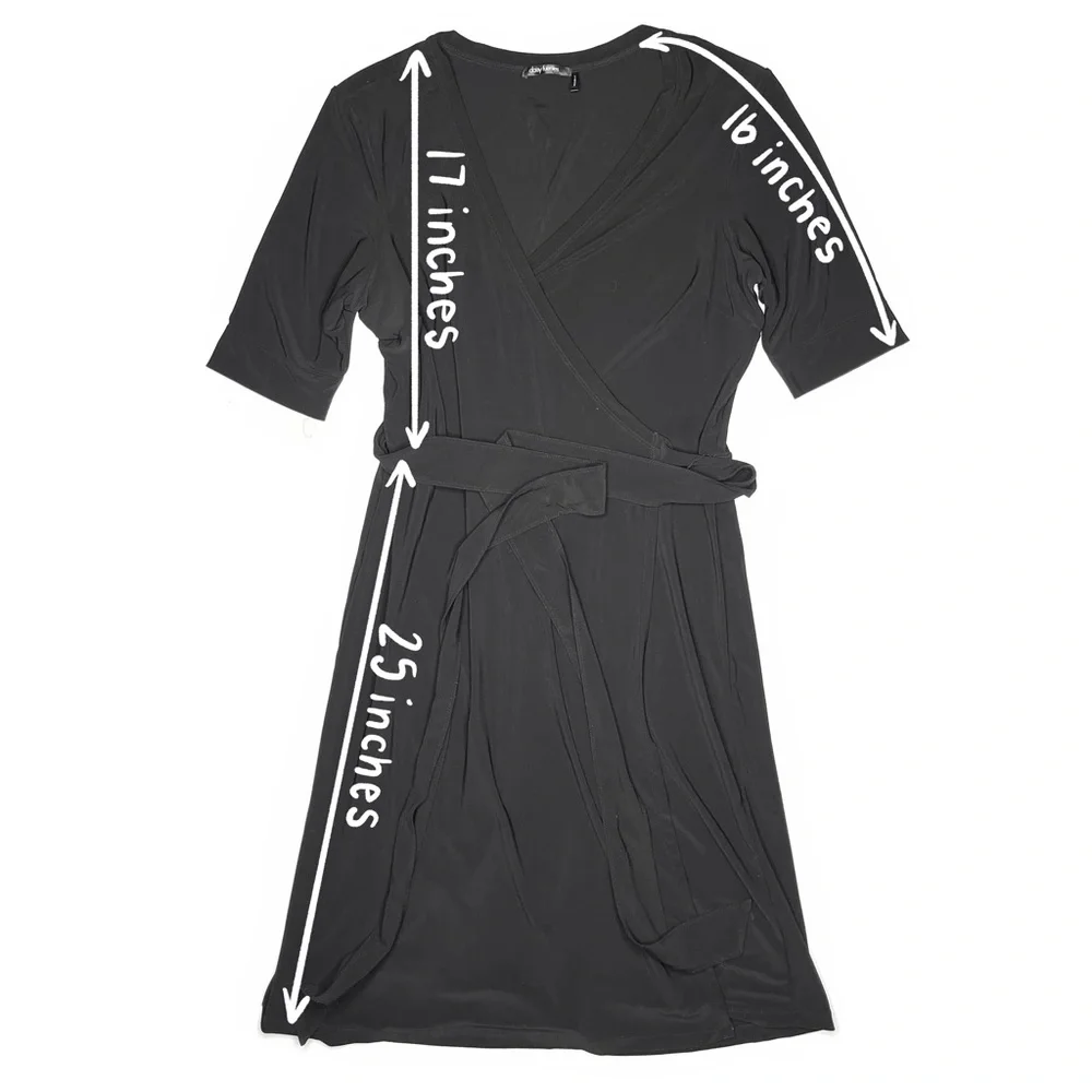 Daisy Fuentes Moda Black Wrap Midi Adjustable Waist Dress - Picture 5 of 5
